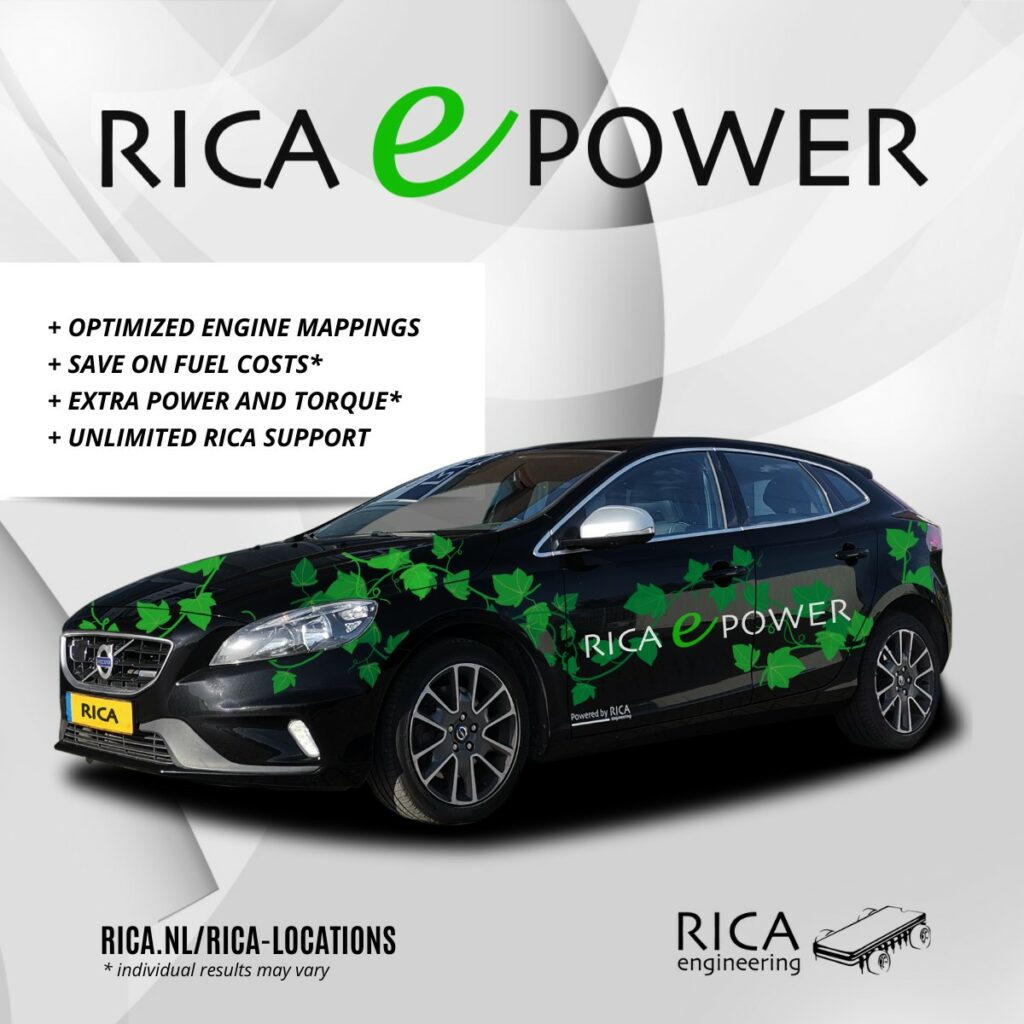 promo image Rica e-power with black car with green leaves design